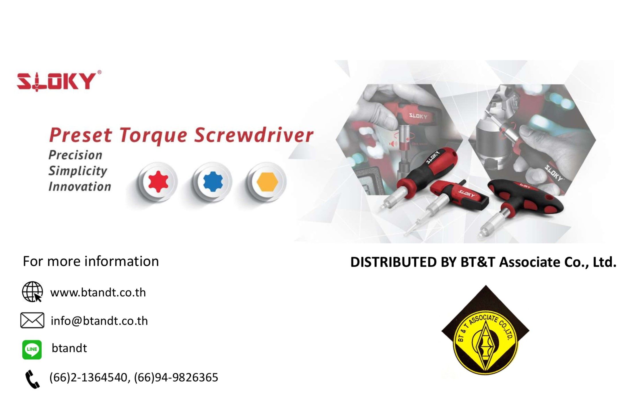 Sloky torque screwdriver promoted by BT&T in Thailand; originally designed for CNC cutting tools of precision machining and milling.